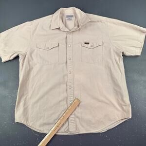 Carhartt Shirt Mens XL Biege Short Sleeve Pearl Snap Heavyweight Twill Workshirt